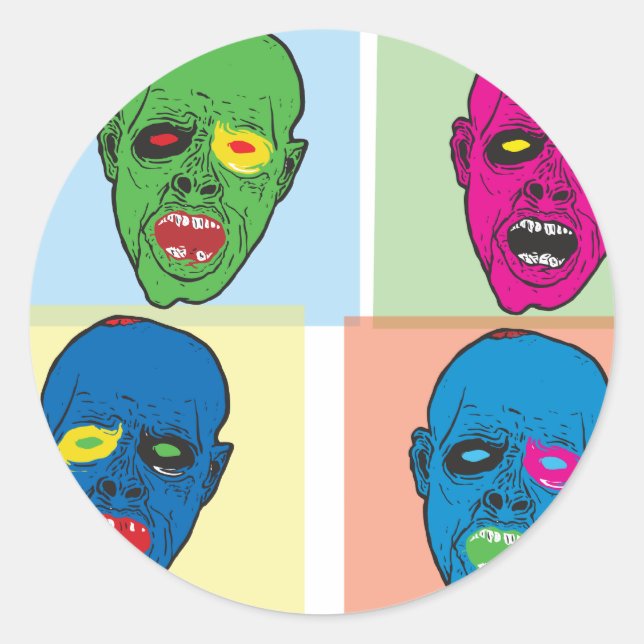 Pop Zombie Runt Klistermärke (Framsida)