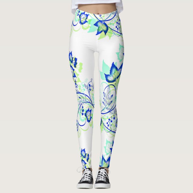 PopArt Blue-Löv Leggings (Framsida)