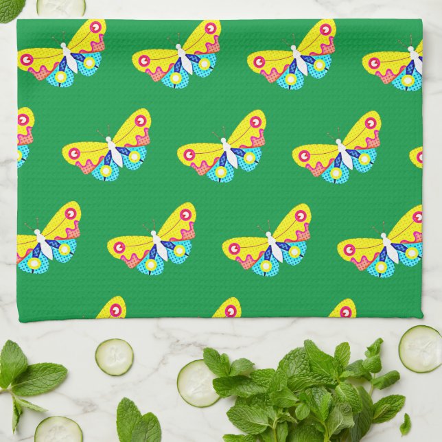 PopArt Butterfly Kökshandduk (Vikta)