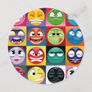 popart emoji 5.25 x 5.25-inbjudan inbjudningar