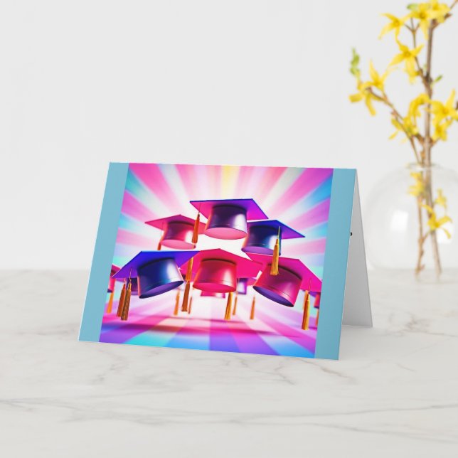 PopArt-examensmössor vikta gratulationskort Kort (Gul blomma)