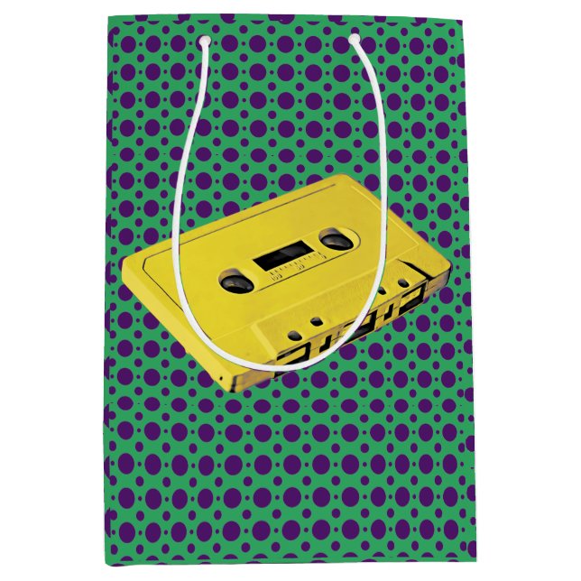 PopArt-Gult Kassett Medium Gift Bag (Framsidan)