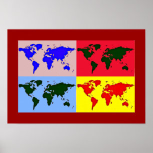 popart karta decor poster