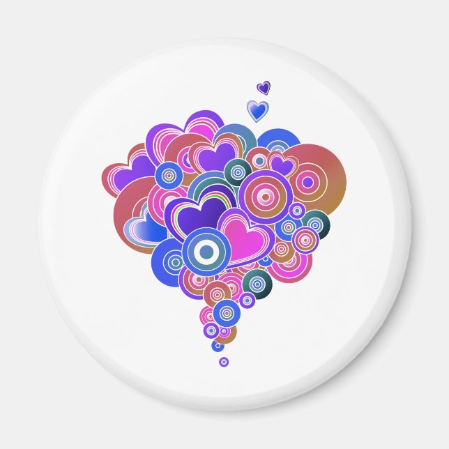 PopArt-Lila Hjärter Magnet (Framsidan)