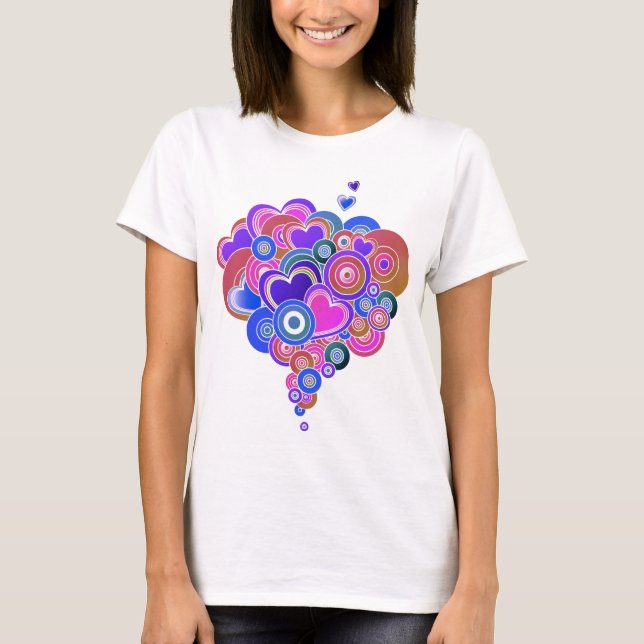 PopArt-Lila Hjärter Tee (Framsida)