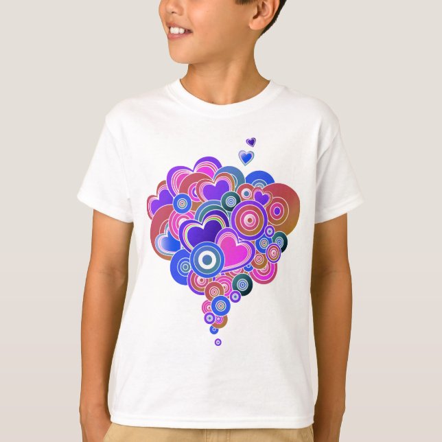 PopArt-Lila Hjärter Tee Shirt (Framsida)