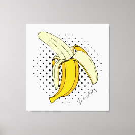 Popart Peeling Banana Fruit on Halftone Dots Canvastryck