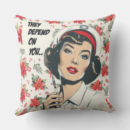 PopArt Poinsettia Pin-Up Nurse Kudde