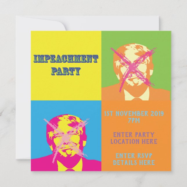 Popart Trump Impeachment Party Inbjudningar (Baksida)