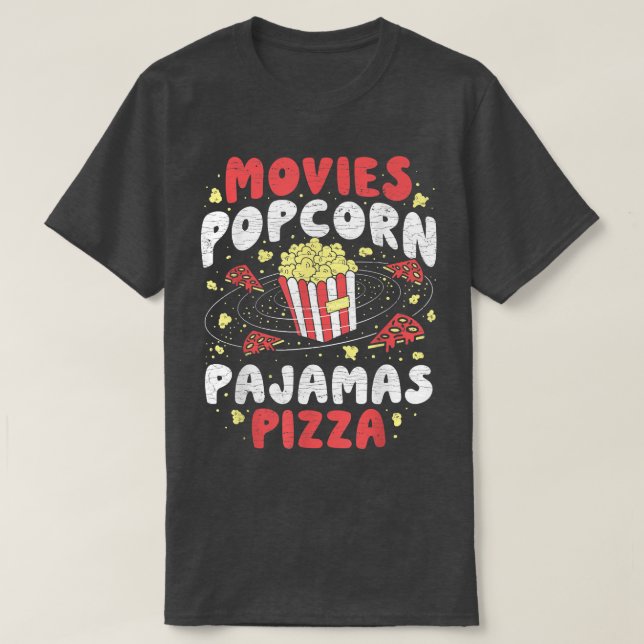 Popcorn Älskare Movie Watching Night T Shirt (Design framsida)