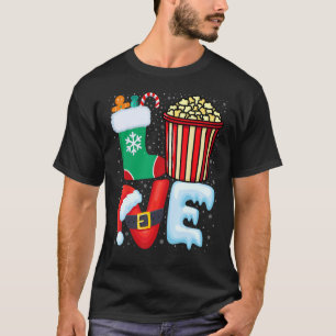 Popcorn Älskare - Popcorn Wearing Santa Hat Christ T Shirt