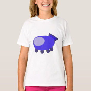 Popcorn Anime Blå Rymdskepp Rött Plan Tecknad Film T Shirt