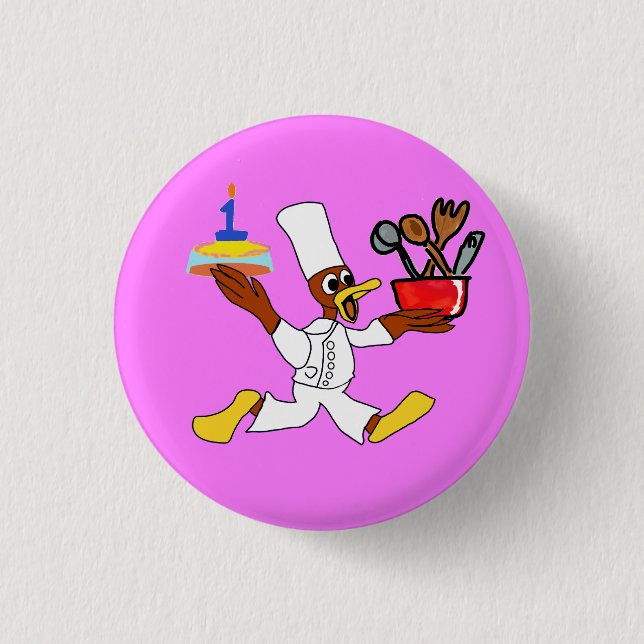 Popcorn Anime Chef Ducky Kazoo Rosa Knapp (Framsida)