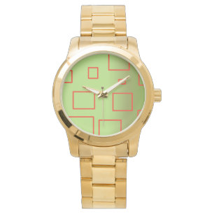 Popcorn Anime Grönt Red Rectangles Armbandsur