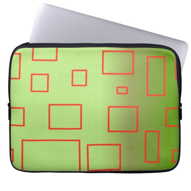 Popcorn Anime Grönt Red Rectangles Laptop Fodral (Framsidan)