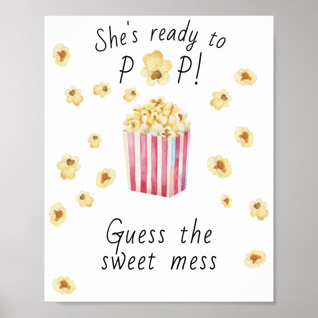 Popcorn baby shower - Gissa den söta röjan Poster (Framsidan)