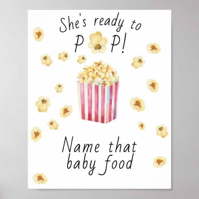 Popcorn baby shower - Gissa det bebis-mat Poster (Framsidan)