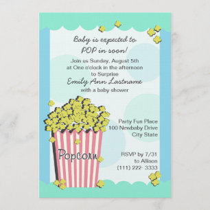 Popcorn Baby Shower Inbjudningar