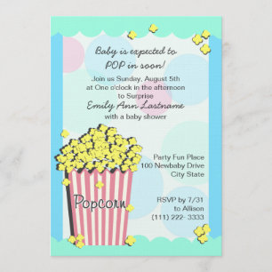 Popcorn Baby Shower Inbjudningar