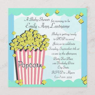 Popcorn Baby Shower Inbjudningar