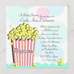 Popcorn Baby Shower Inbjudningar