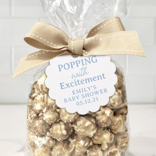 Popcorn Baby Shower Popping with Excitement Gåvor Etiketter