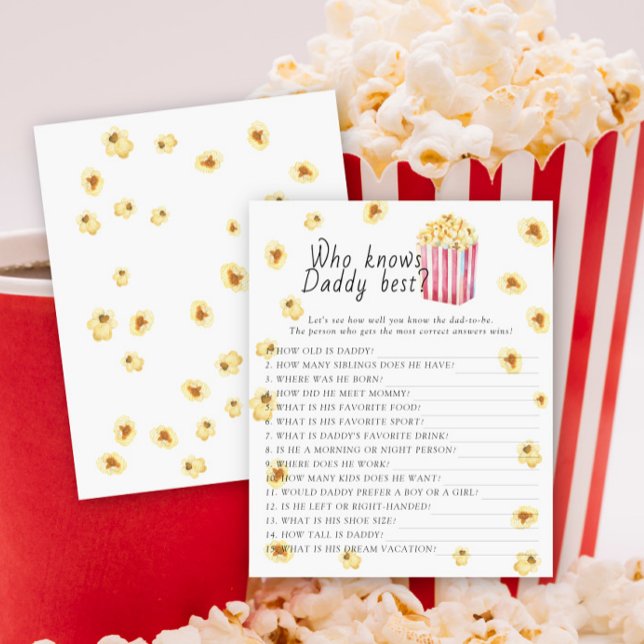 Popcorn baby shower Vem vet pappan bäst spel (Skapare uppladdad)