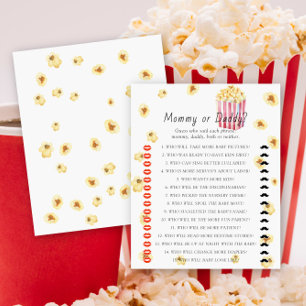 Popcorn babydusch Mamma eller pappa-spel
