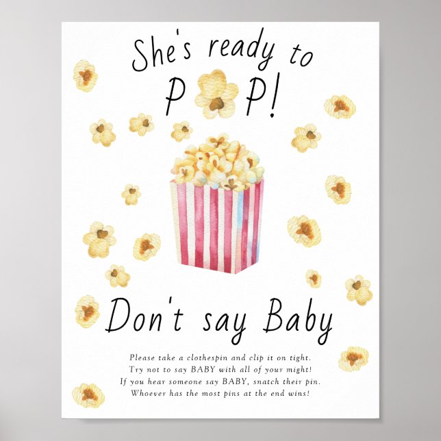 Popcorn babydusch - säg inte att baby Poster (Framsidan)