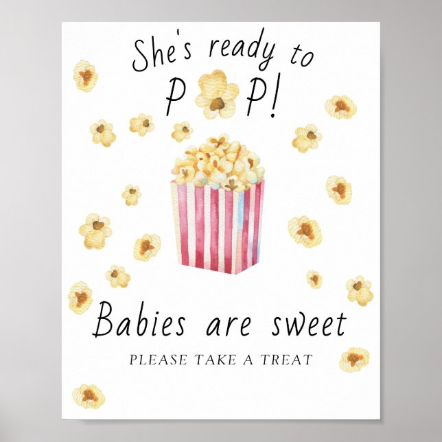 Popcorn babydusch - Spädbarn är söt Poster (Framsidan)