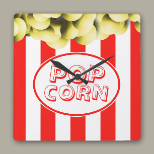 Popcorn Bag Funny Movie Theme Fyrkantig Klocka