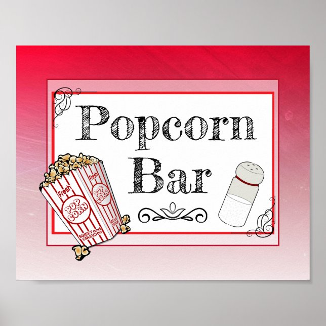 Popcorn Bar Bröllop Rött Tecken Affisch (Framsidan)