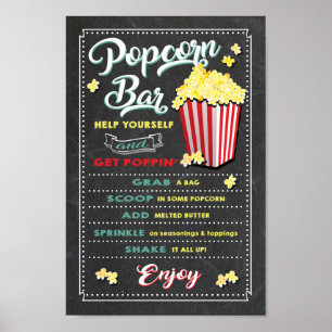 Popcorn Bar Meny Party Skylt
