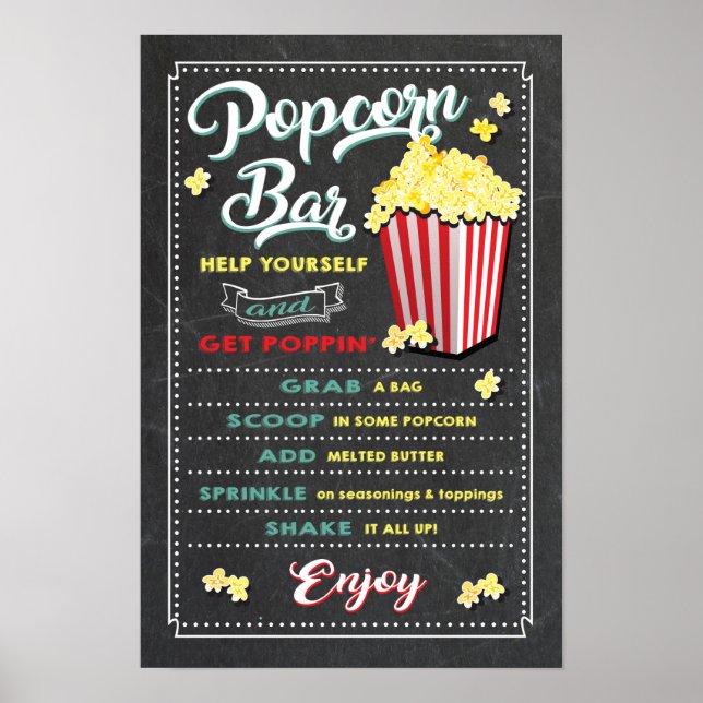 Popcorn Bar skylt affisch (Framsidan)