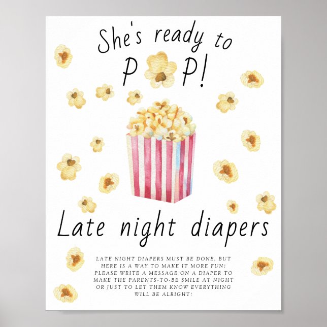 Popcorn-barnkalas - Sen natt blöjleken Poster (Framsidan)