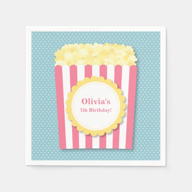 Popcorn Bio Kväll Födelsedagsfest Tillbehör Pappersservett (Framsidan)