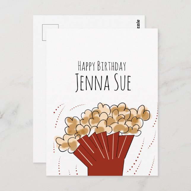 Popcorn Bio Outdoor Party Födelsedag   Vykort (Fram/baksida)