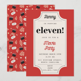 Popcorn Biobiljett Festlig Födelsedagsfest Tema Inbjudningar