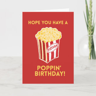 Popcorn Birthday Card Poppin’ Funny Cute Pun Card Kort