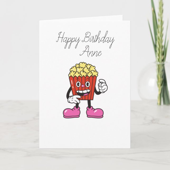 Popcorn Birthday card Tack Kort (Framsida)