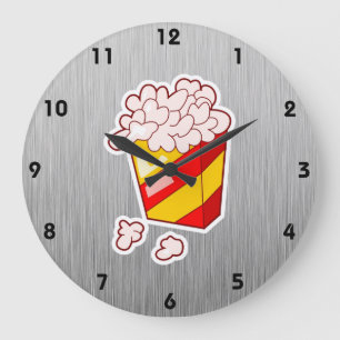 Popcorn; Borstad metall-look Stor Klocka