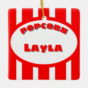 Popcorn Ditt namn Julgransprydnad Keramik