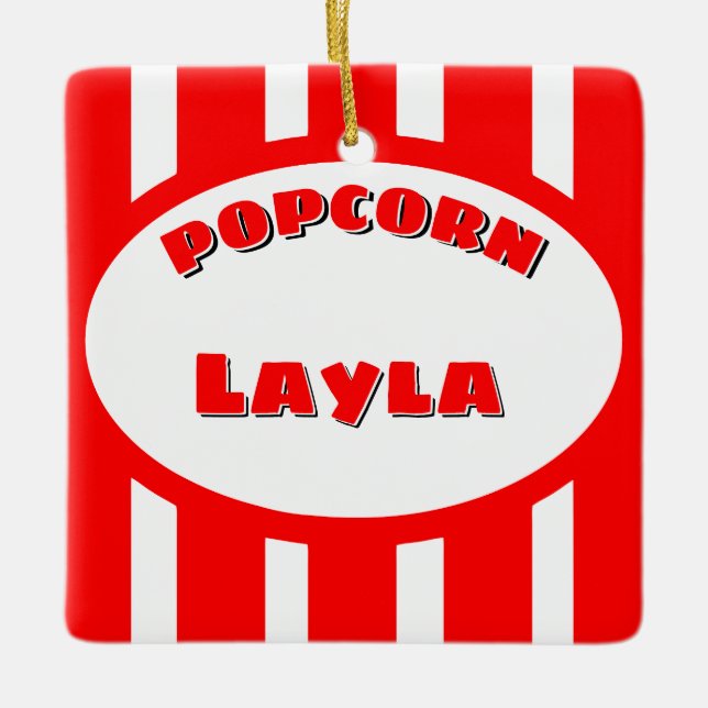 Popcorn Ditt namn Julgransprydnad Keramik (Framsida)