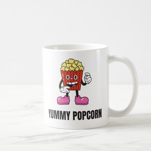 Popcorn Food Kawaii Ansikte Kaffemugg (Höger)
