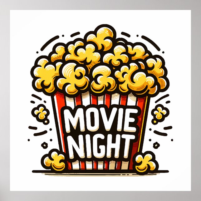Popcorn för filmnattsdagsuppspelning poster (Framsidan)