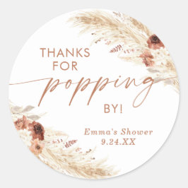 Popcorn Fördel Sticker, Tack för att du kom förbi Runt Klistermärke