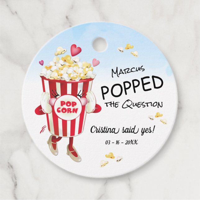 Popcorn-Förlovningen Gåvor Etiketter (Framsida)