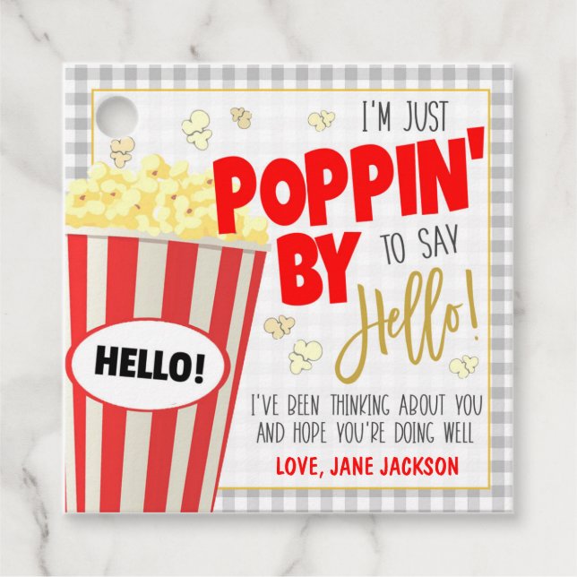 Popcorn Gift Märkre Gåvor Etiketter (Framsida)