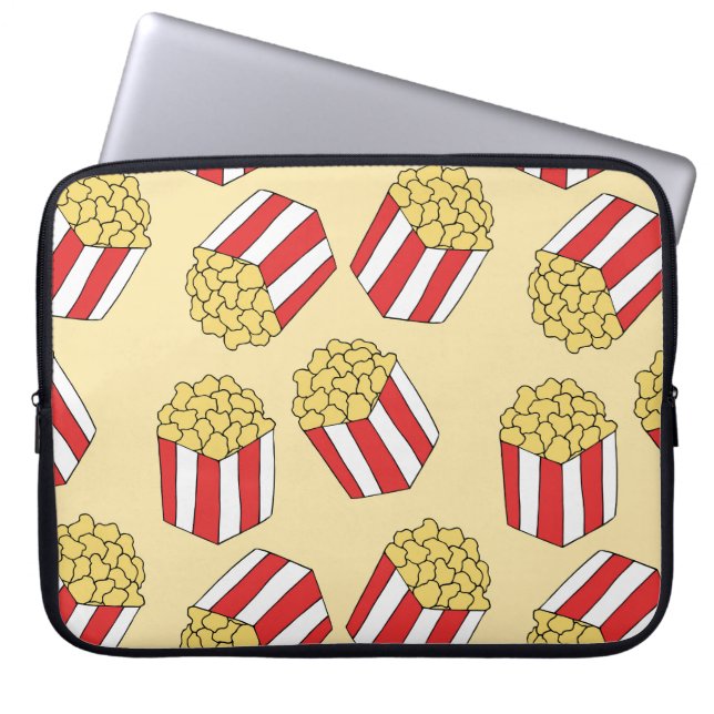 Popcorn hand plockade, färglöst, sömlös mönster. laptop fodral (Framsidan)