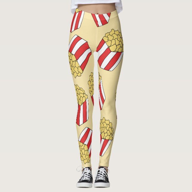 Popcorn hand plockade, färglöst, sömlös mönster. leggings (Framsida)